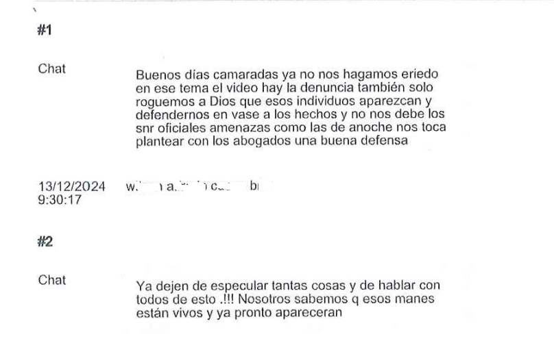 Extracto del peritaje informático a los teléfonos incautados a los 16 militares investigados.
