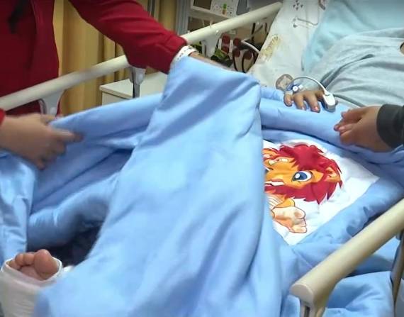 Lucas Campaña en el hospital.