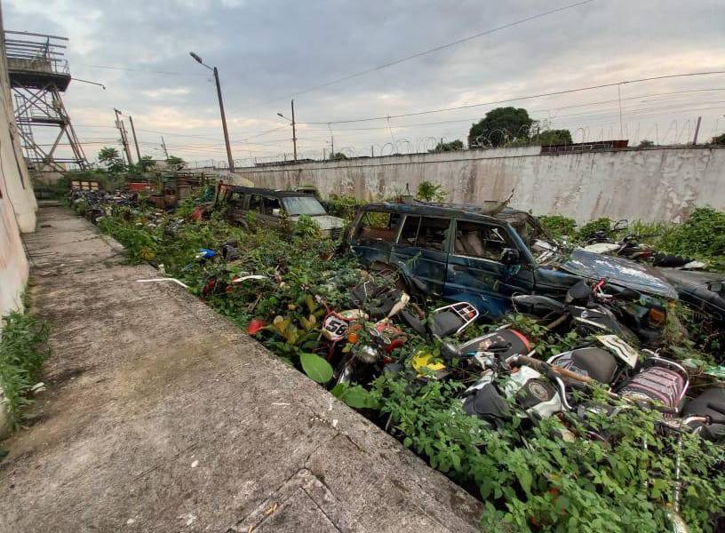 Hay automotores que está acumulados en medio de la maleza en diferentes sitios.