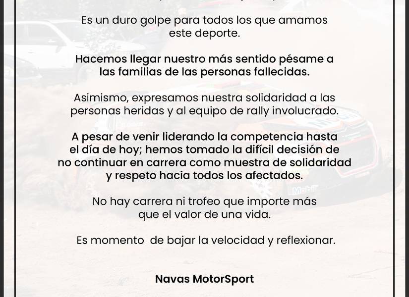 Comunicado de líder de la competición.