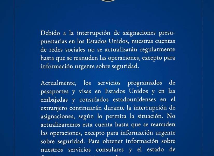 Comunicado de la embajada de Estados Unidos