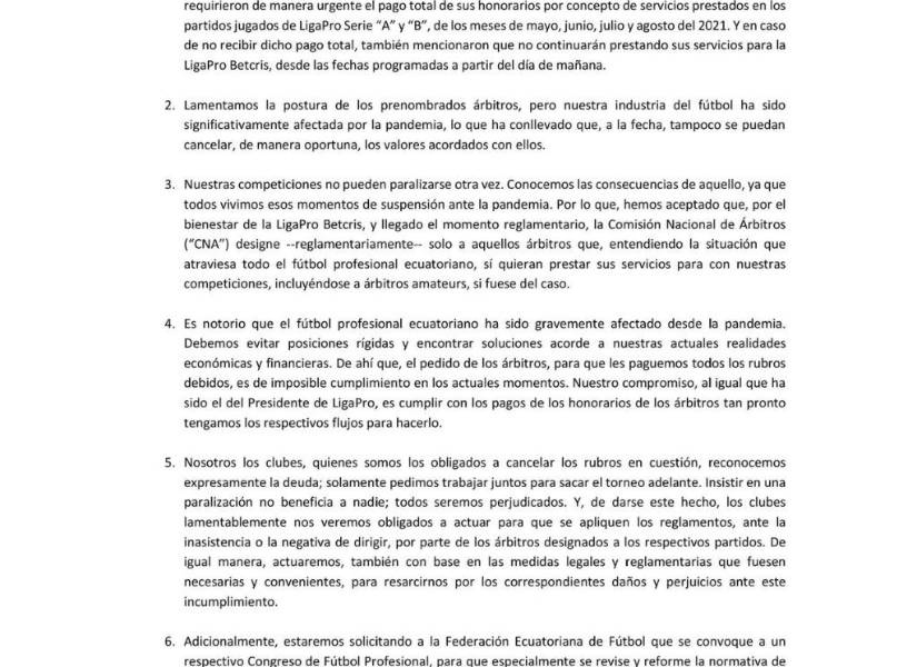 Clubes respaldan a LigaPro en contra de los árbitros