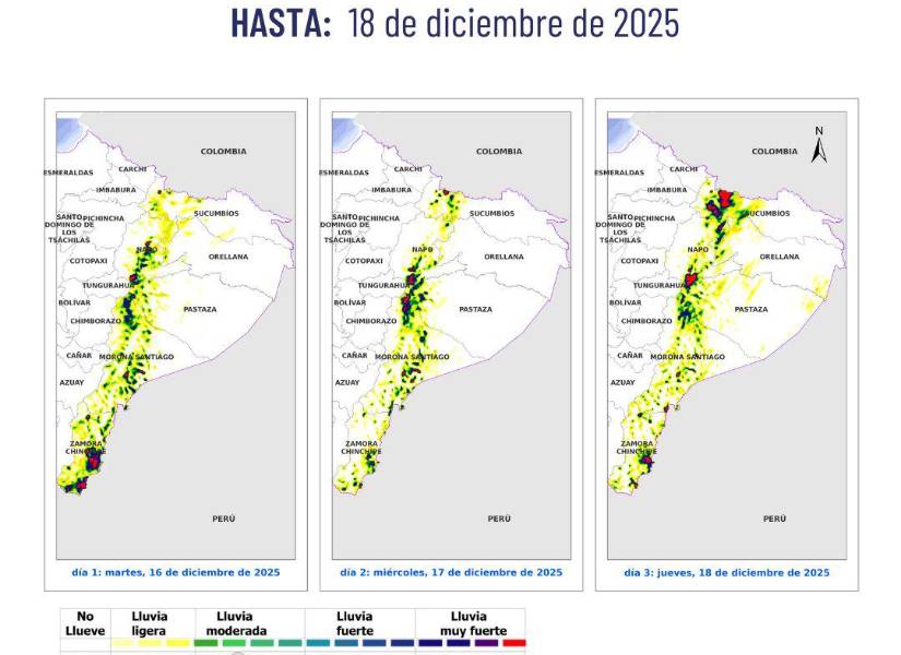 Zonas donde lloverá en la región Amazónica.