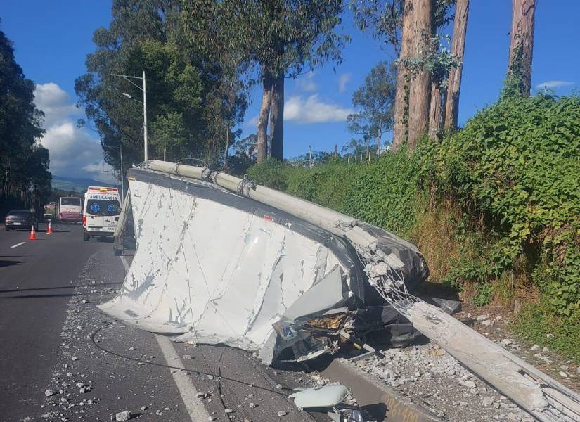 Imagen del camión que se accidentó.