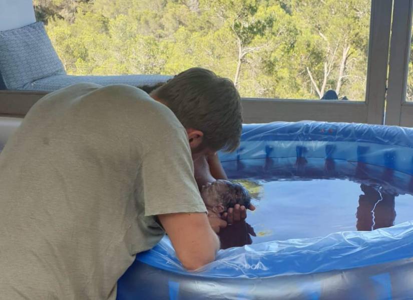 Calvin Harris con Micah, su hijo