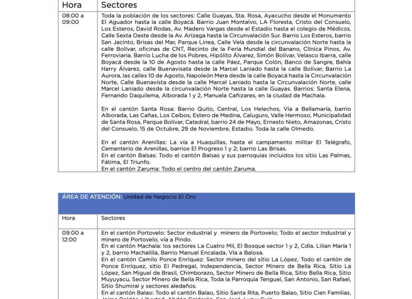 Apagones en Ecuador: Estos son los horarios de los cortes de energía anunciados para el 27 de octubre en las provincias