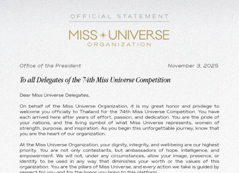 Comunicado del Miss Universo