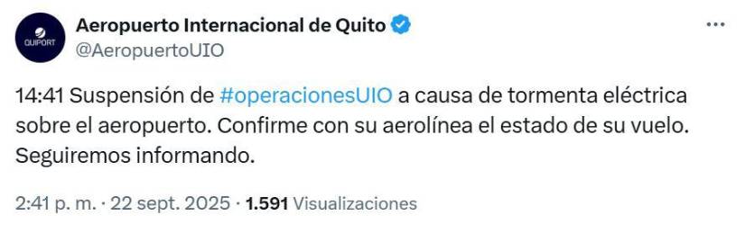 Publicación del Aeropuerto de Quito.
