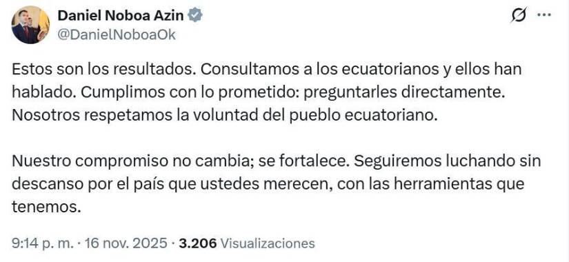 Publicación de Daniel Noboa