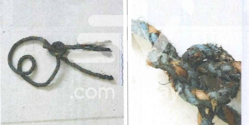 Los peritos catalogaron que el nudo de las sogas era simple. El fuego no logró quemar esta evidencia.