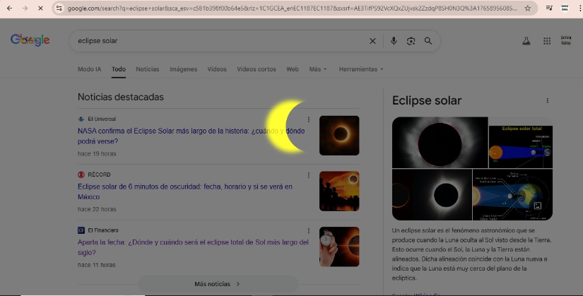 Imágen referencial de la animación de Google, por el eclipse solar.