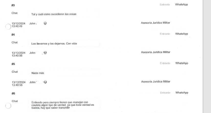 El subteniente procesado afirma que deben contar los hechos, que los llevaron y los dejaron con vida a los cuatro menores de Las Malvinas.