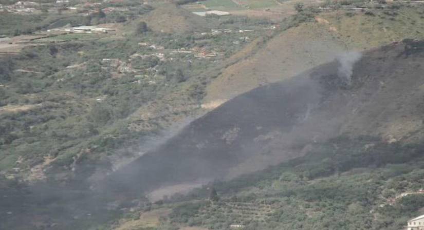 Zona afectada por el incendio forestal en Guayllabamba.
