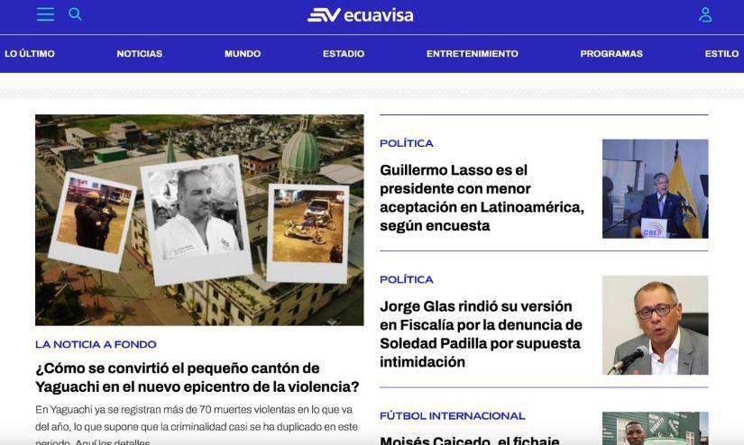 Portal web de Ecuavisa en una imagen de archivo.
