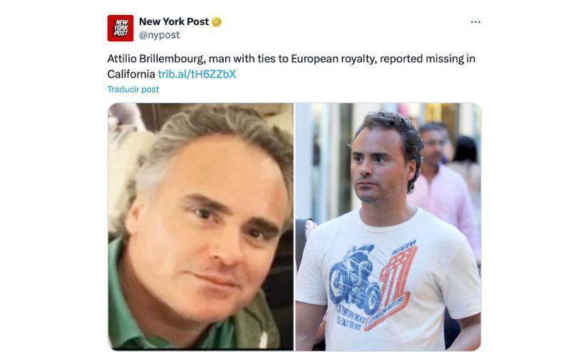 Captura de pantalla del posteo de Twitter de The New York Post.