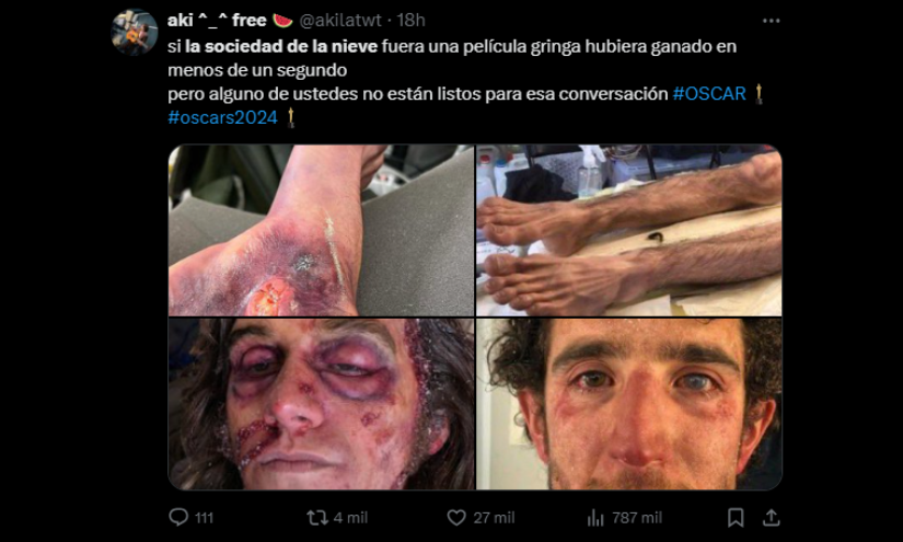 Premios Oscar 2024: así fue la impactante reacción del cast de La sociedad de la nieve tras no llevarse un galardón