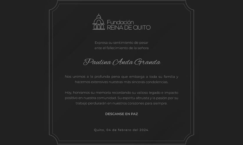 Comunicado posteado por Fundación Reina de Quito.