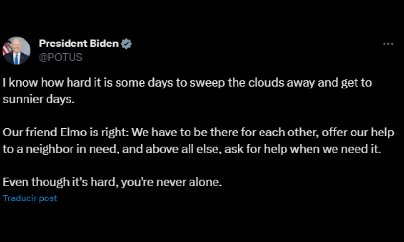 Captura del tuit de Joe Biden.