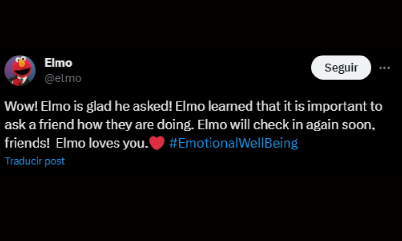 Captura del tuit de Elmo.