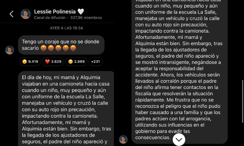 Capturas del canal de difusión de Lesslie Polinesia.