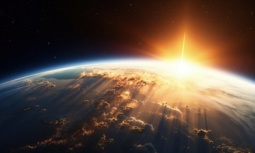 Planeta Tierra y el Sol.
