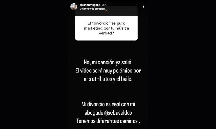 Captura de pantalla de la historia de Instagram (@ariannamejiaok)