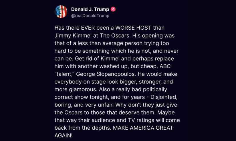 Captura del post realizado por Donald Trump.
