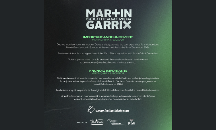 Captura del comunicado posteado por Feel The Club.