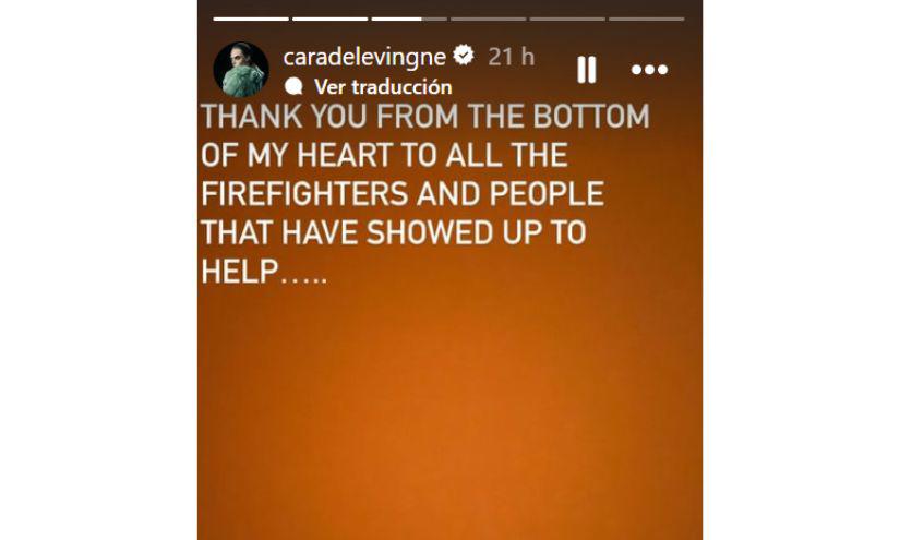 La actriz Cara Delevingne reacciona al voraz incendio que destruyó su casa en Los Ángeles
