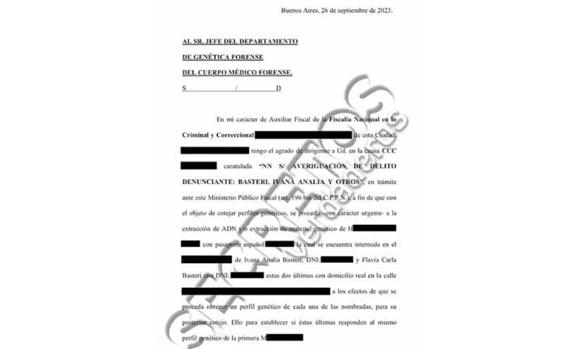 El documento presentado por Luis Ventura que autoriza el análisis de ADN (Captura América)
