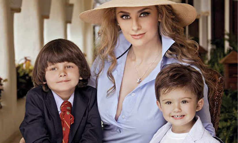 Aracely Arámbula y sus hijos, Miguel y Daniel.