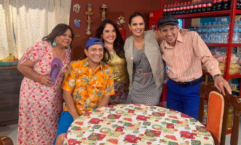 Miriam Murillo, Martín Calle, Claudia Camposano, Cecilia Cascante, e Isidro Murillo durante la grabación del spin-off