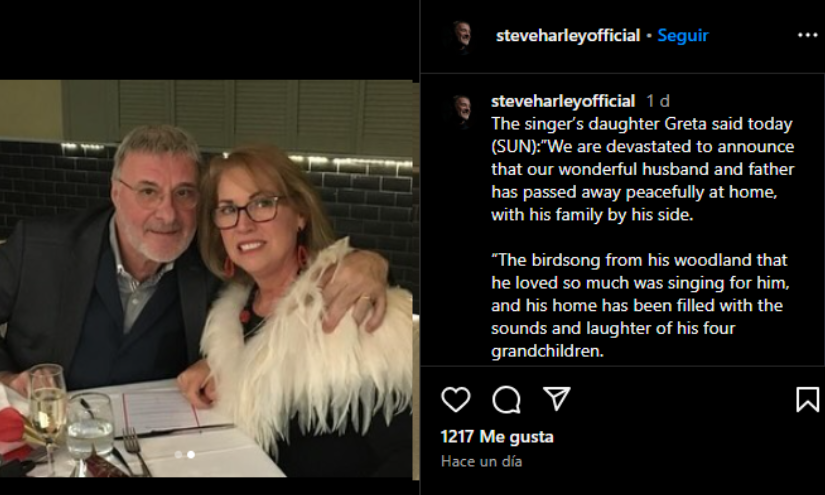 Captura del post realizado en la cuenta de Instagram de Steve.