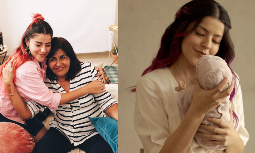 Lesslie junto a su madre y a su hija, Alquimia.