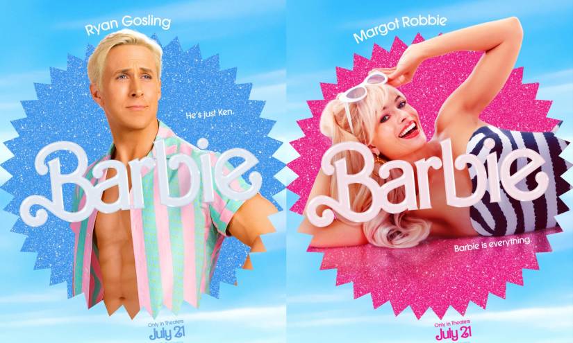 Pósters de Ryan Gosling y Margot Robbie como Ken y Barbie.
