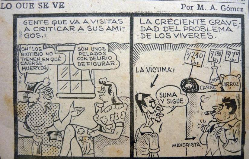 Foto de Juan Pueblo en una viñeta de Diario El Universo de 1945, elaborada por Miguel Ángel Cruz.