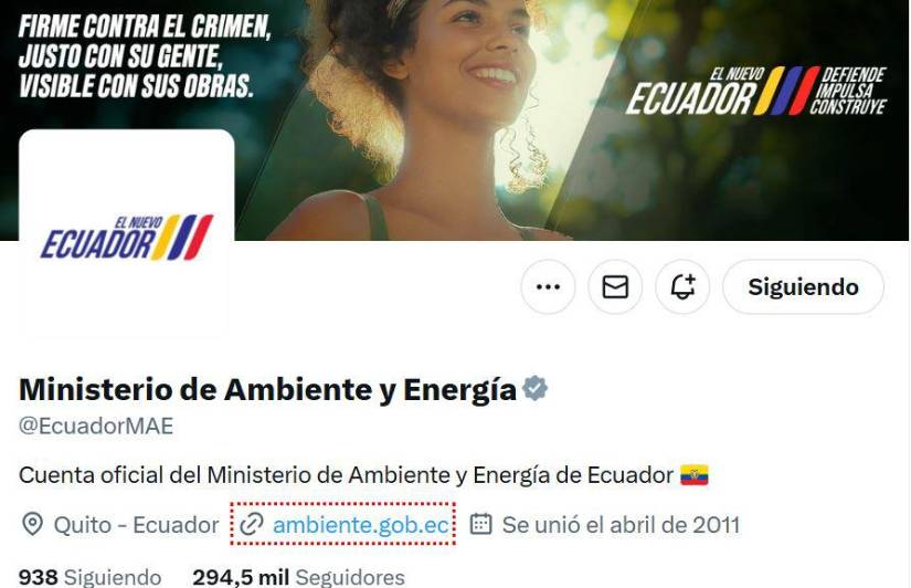 Cuenta X del Ministerio de Ambiente y Energía.