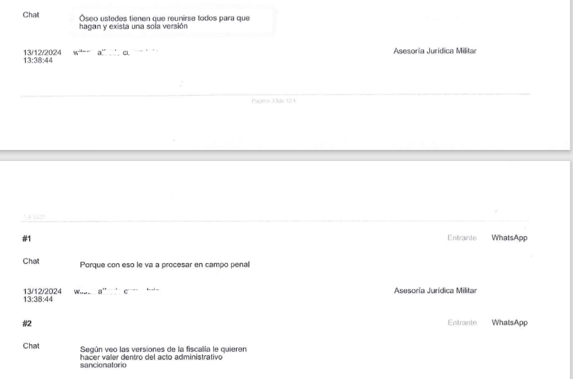 Uno de los militares sugiere reunirse para que todos tengan una versión sobre lo ocurrido la noche del 8 de diciembre de 2024.