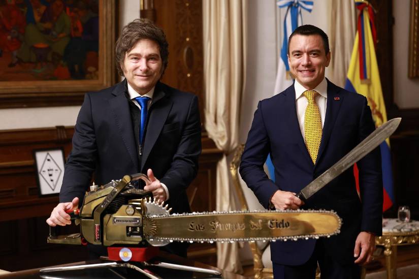 Visita oficial del presidente Daniel Noboa a su homólogo argentino, Javier Milei.