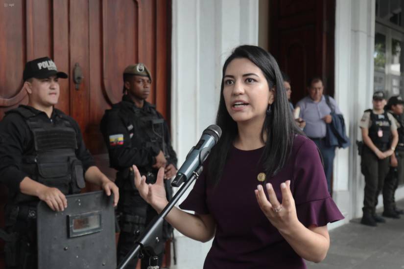Sariha Moya habla el 16 de febrero del 2024 en calidad de Secretaria de Planificación.