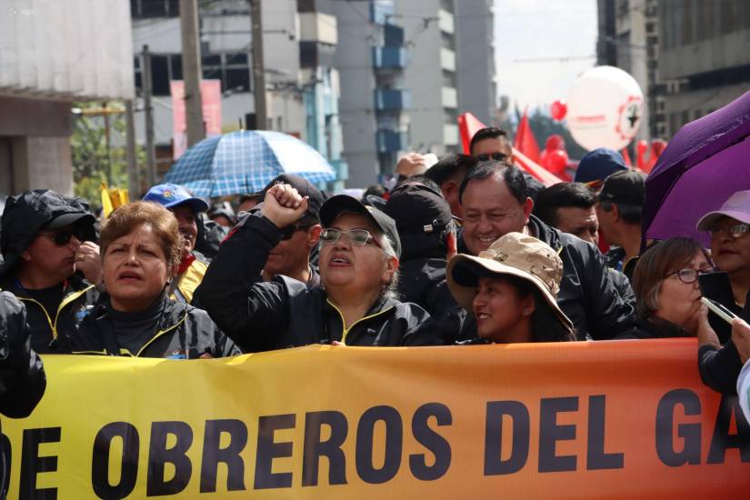 Marcha por el Día del Trabajador en Quito.