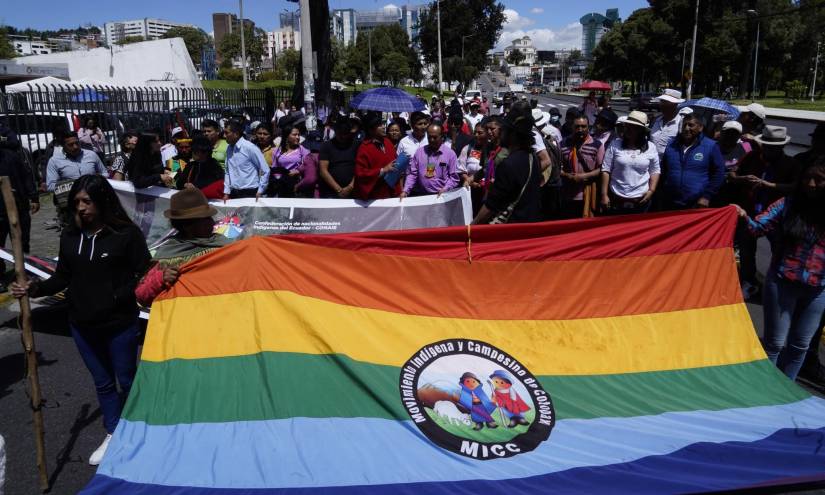 Concentración en contra de la minerí­a en el parque El Arbolito, en Quito.