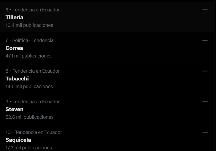 Captura de pantalla de las tendencias en X por el debate presidencial 2025.