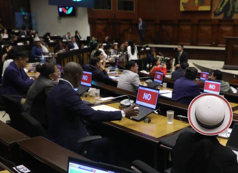 Imagen de legisladores correístas votando por el No en la Asamblea Nacional.