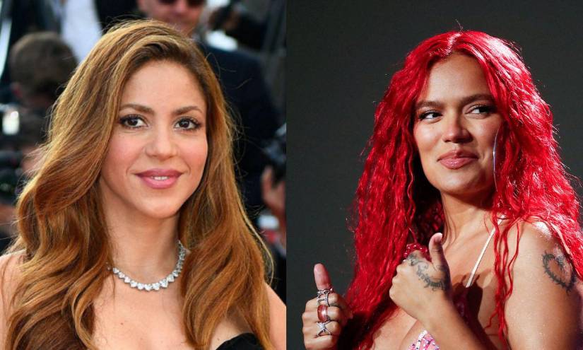 Imágenes de Shakira y Karol G.