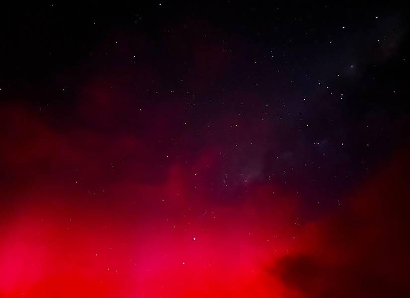 Aurora austral en Nueva Zelanda.