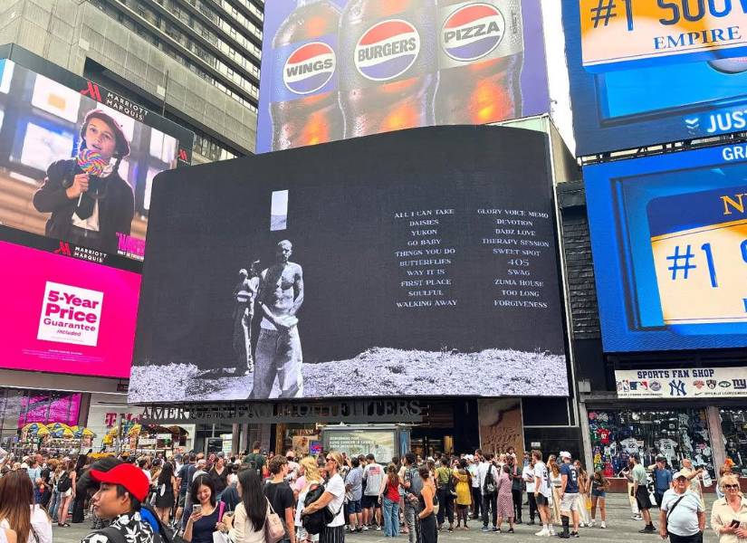 Valla publicitaria de Justin Bieber en Nueva York.