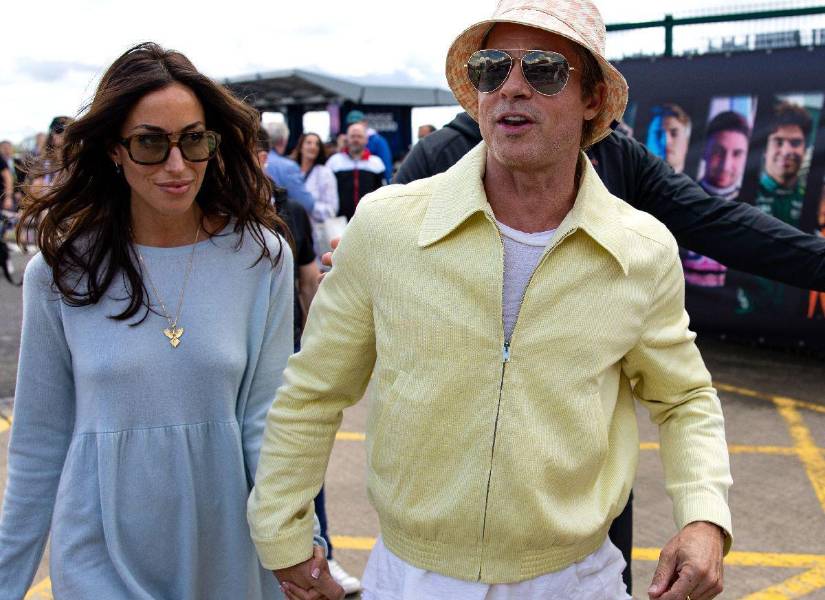 Brad Pitt e Inés de Ramón en un evento de la Fórmula 1.