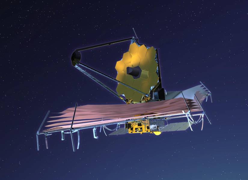 Imagen de lo que sería el telescopio James Webb.