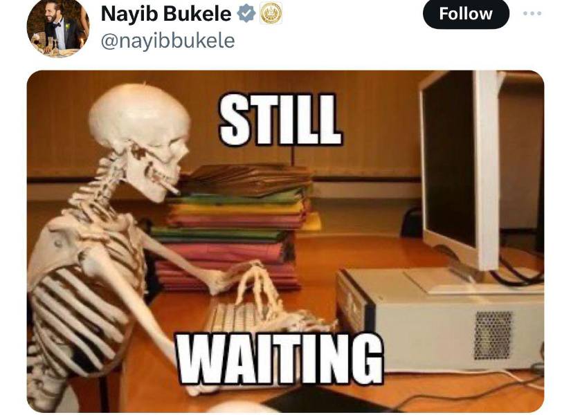 El presidente publicó esta imagen que dice sigo esperando.